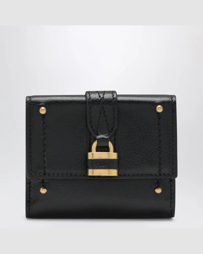 Chloé Mini-Paddington-Trifold-Portemonnaie aus schwarzem Leder Black