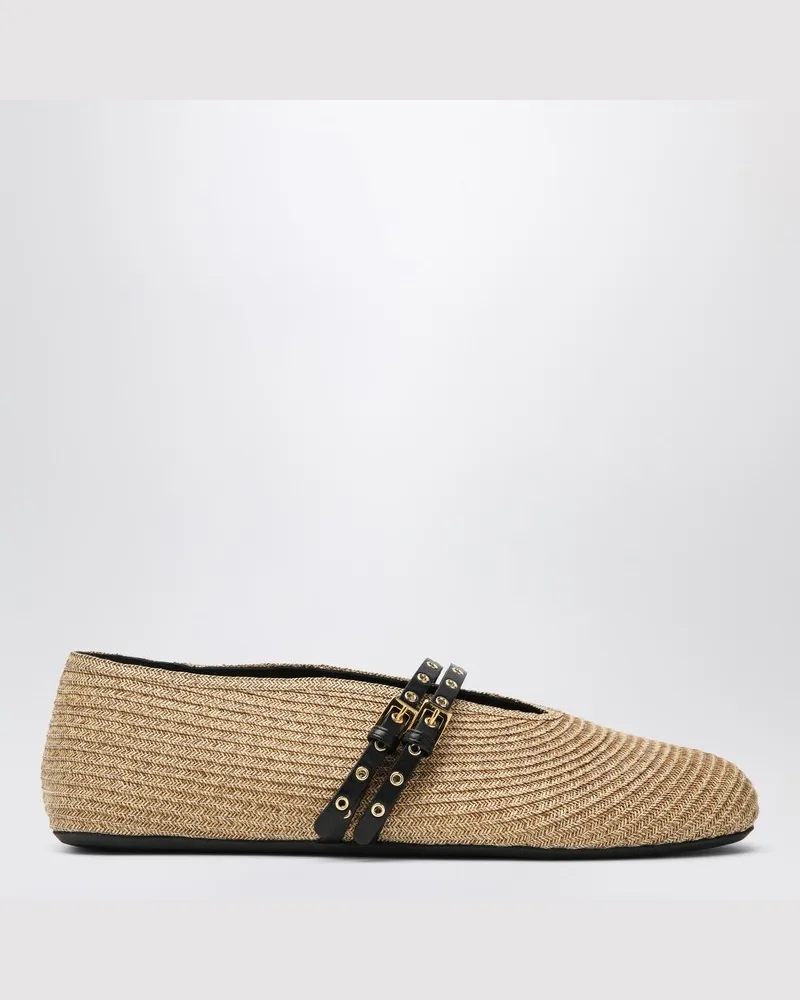 Alaïa Flache Ballerinas in Naturfarbe aus Papierstroh Beige