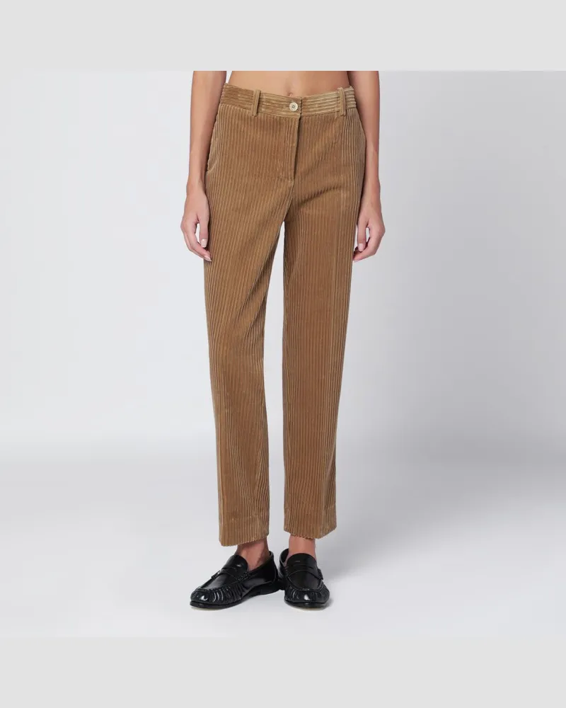 P.A.R.O.S.H. Kamelbraune Hose aus geripptem Cord Beige