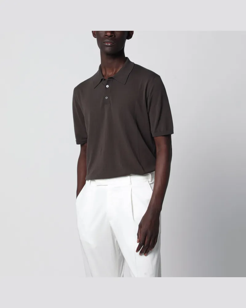 Roberto Collina Regular-Fit-Poloshirt aus Krepp-Baumwolle braun Brown
