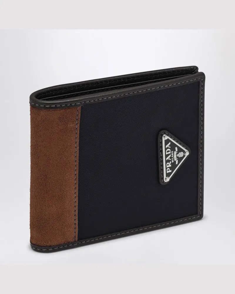 Prada Bifold-Portemonnaie aus Nylon und Wildleder blau/kaffee Blau