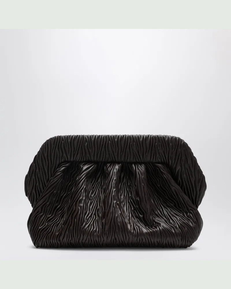 THEMOIRÈ Bios Clutch aus geprägtem veganem Leder in Braun Brown