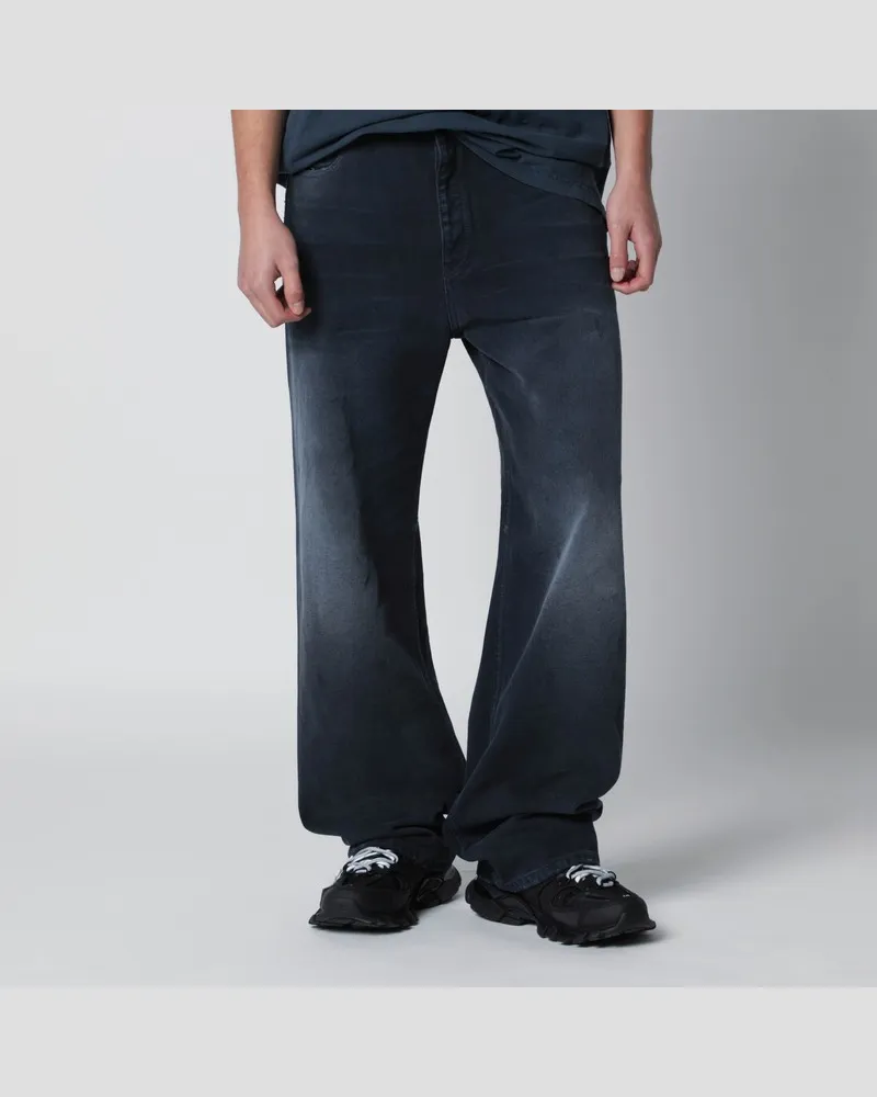 Balenciaga Weit geschnittene blaue Jeans mit Wascheffekt Blau