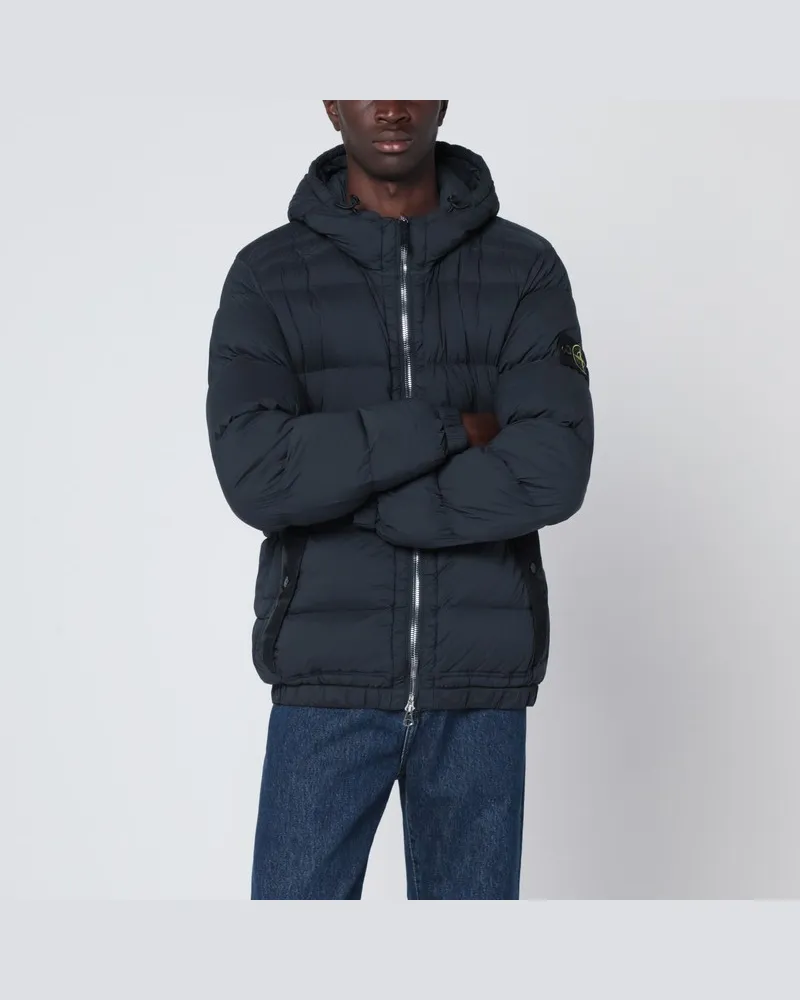 Stone Island Marineblaue Daunenjacke mit Kapuze Blau