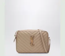 Beige Lou Camera Bag aus gestepptem Leder