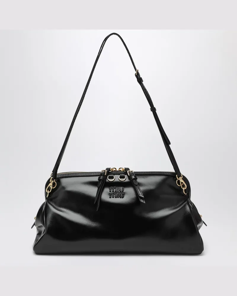 Miu Miu Schwarze glänzende Ledertasche Black