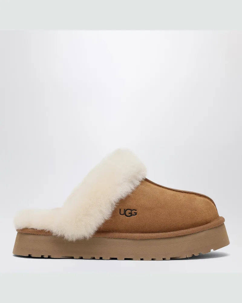 UGG Disquette-Pantoffeln in Kastanienbraun Beige