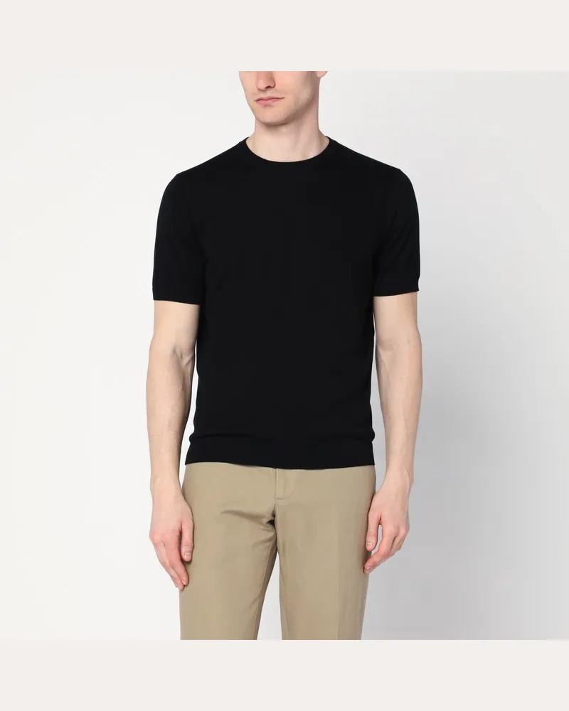 Drumohr  T-Shirt mit Rundhalsausschnitt in schwarzer Baumwolle Schwarz