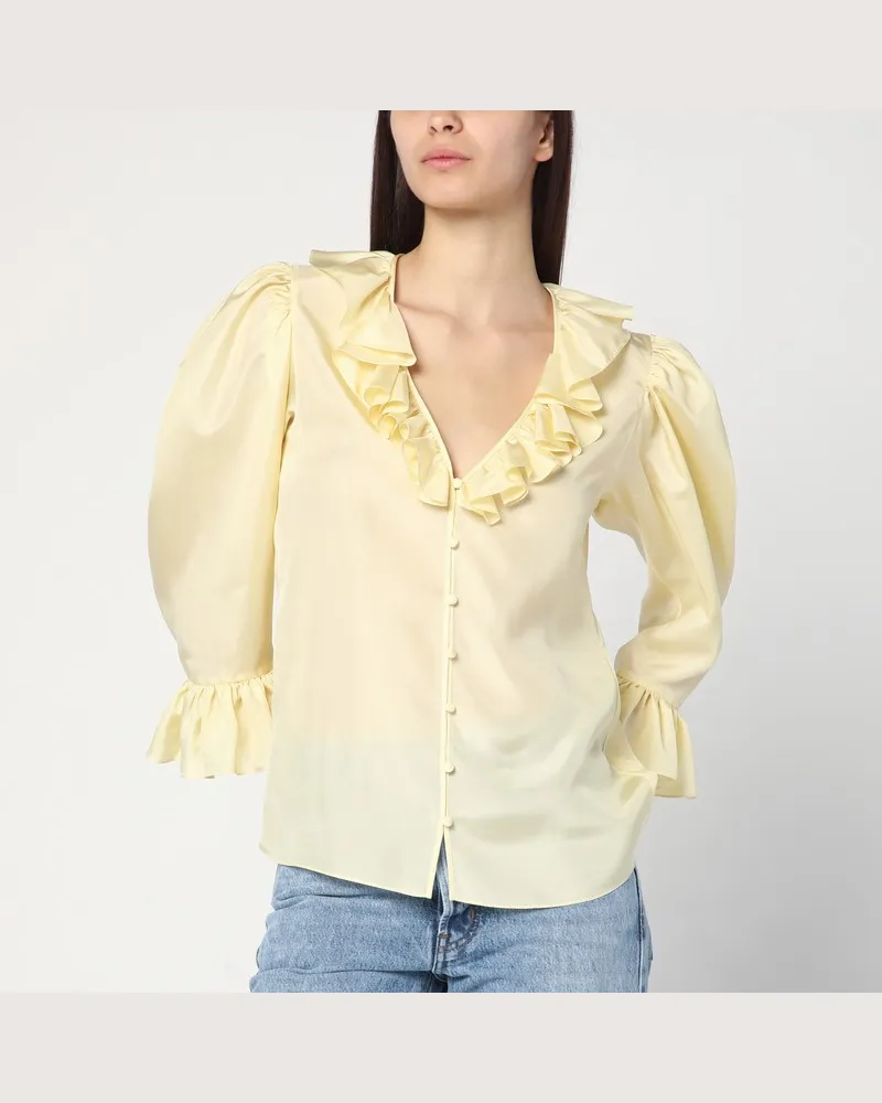 Chloé Hellgelbe Bluse mit Rüschen aus Seide Gelb