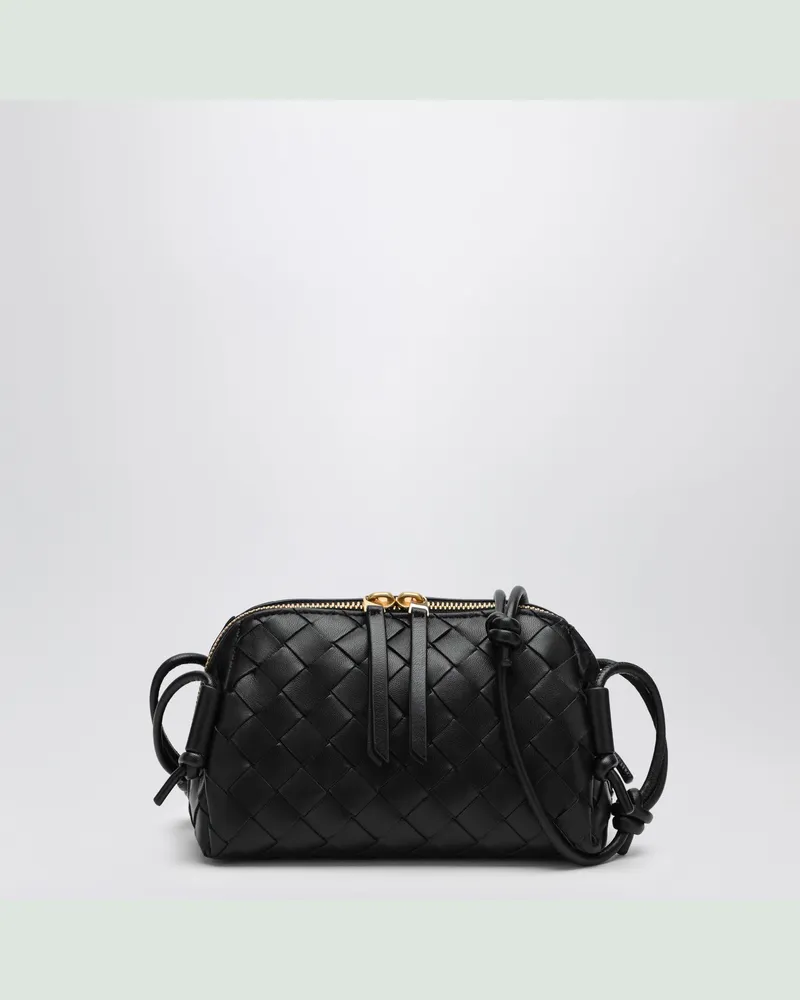 Bottega Veneta Dunkelbraune Pochette-Tasche Concert mit Flechtmuster Black