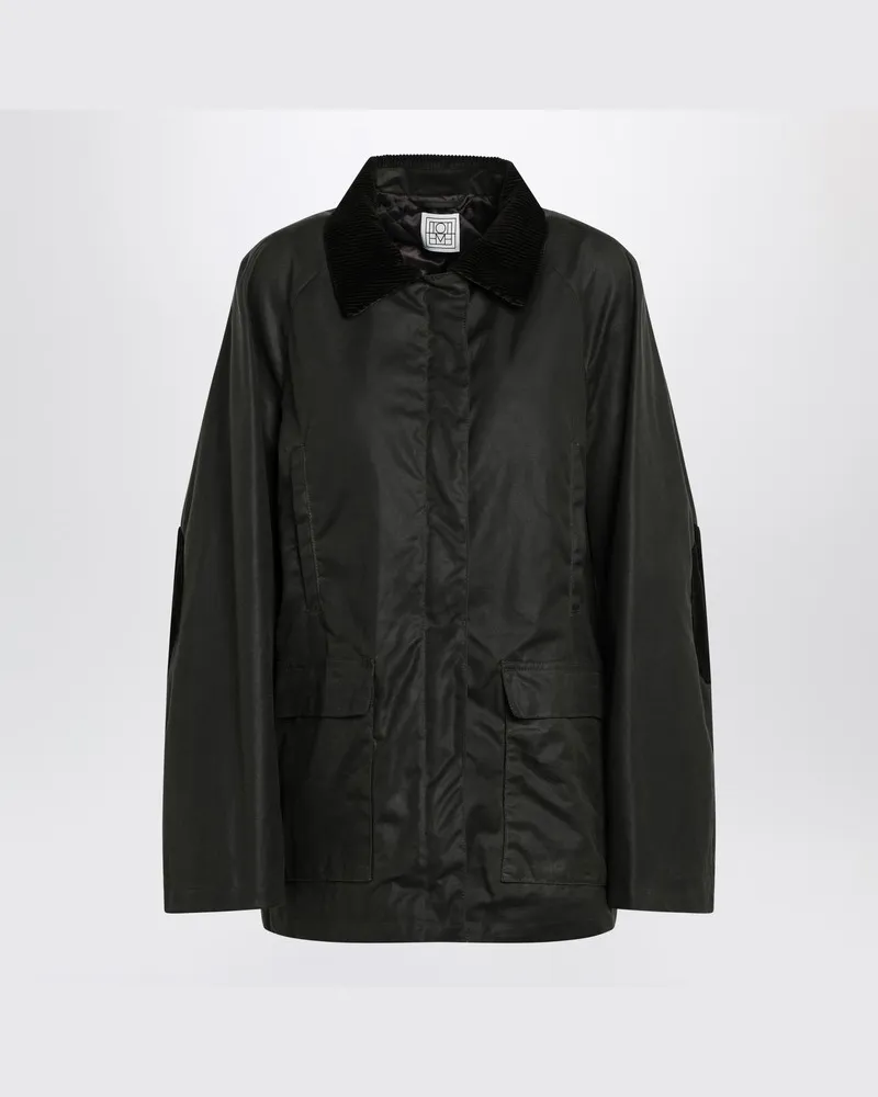 Totême Waldgrüne Countryjacke aus gewachster Baumwolle Grün