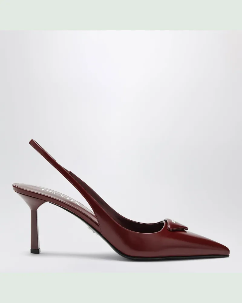 Prada Slingback-Pumps aus gebürstetem Leder in Purpur Red