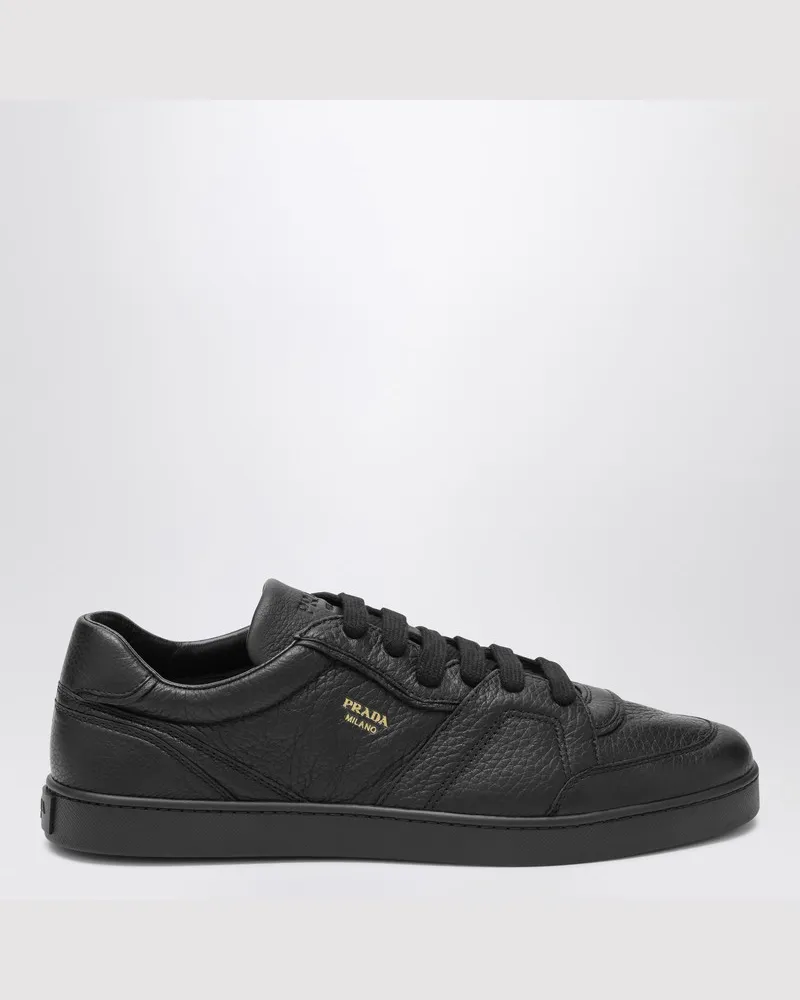 Prada Schwarze Sneakers aus gehämmertem Leder Schwarz