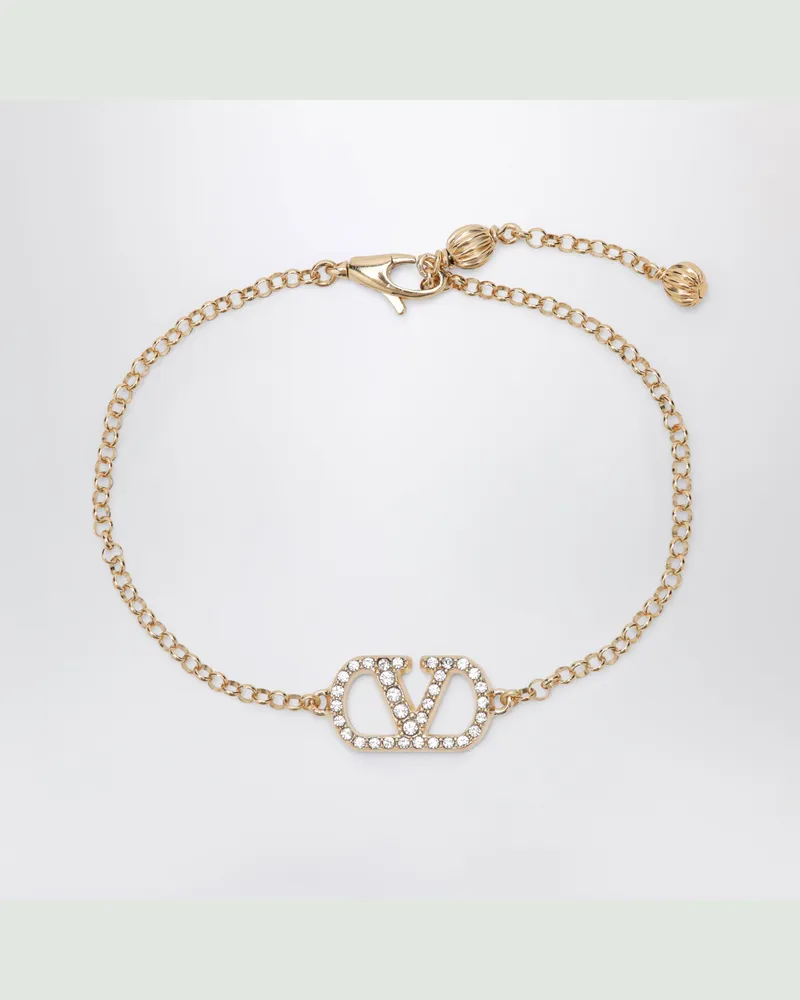 Valentino Garavani Goldfarbenes VLogo Signature Armband mit Kristallen Metal