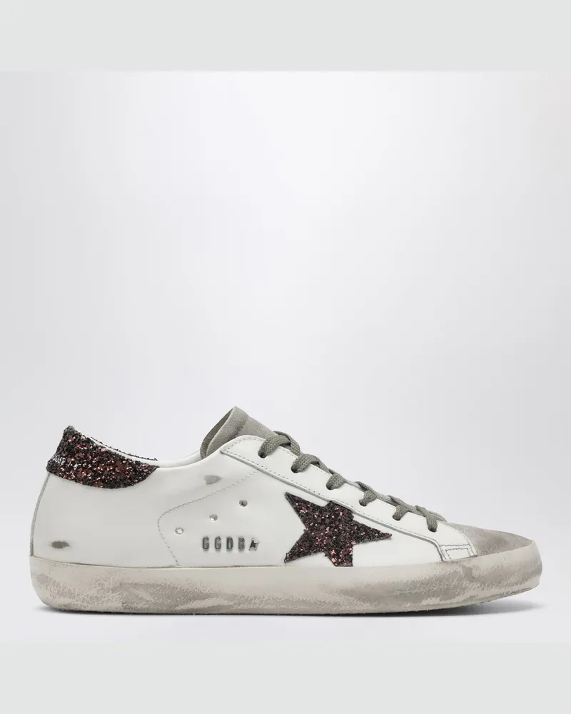 Golden Goose Super-star Sneaker milchweiß/braun mit Glitzer White