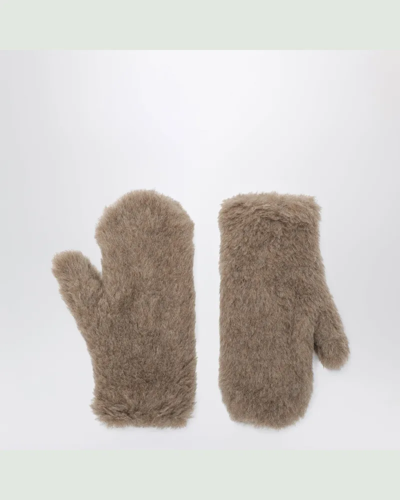 Max Mara Dunkelbeige Teddy-Handschuhe Brown