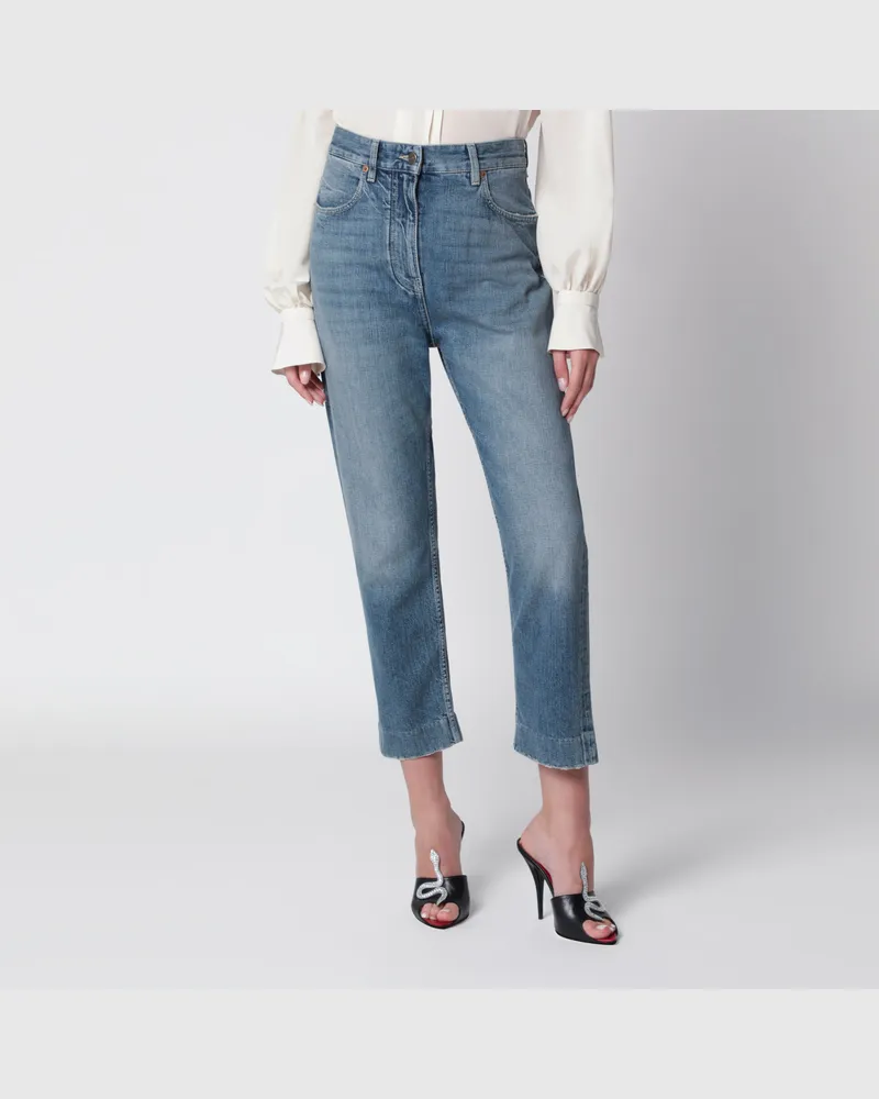 Valentino Garavani Mittelblaue Jeans mit VPatch-Detail auf der Rückseite Blue