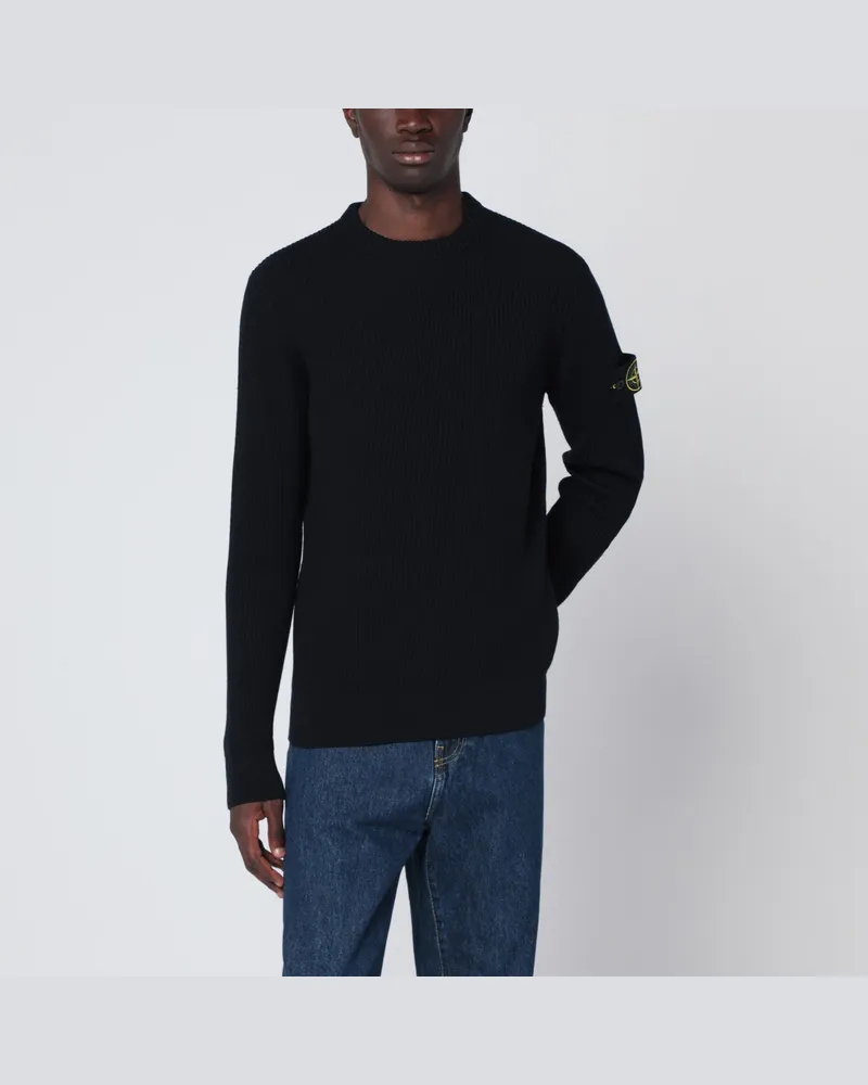 Stone Island Marineblauer gerippter Pullover Blue