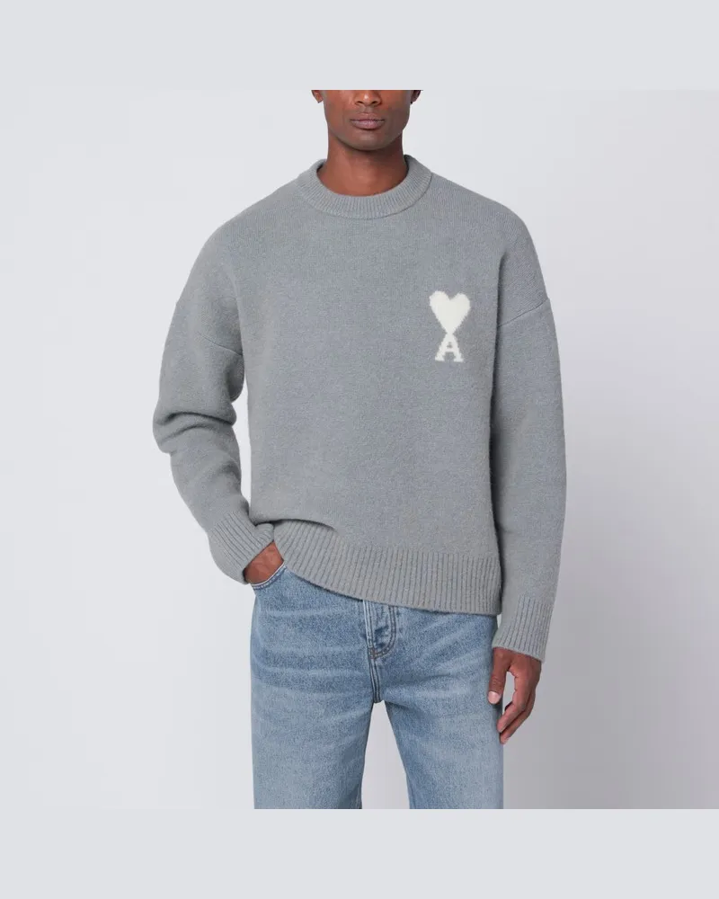 AMI Paris Grauer Wollmischpullover Ami De Coeur Grau