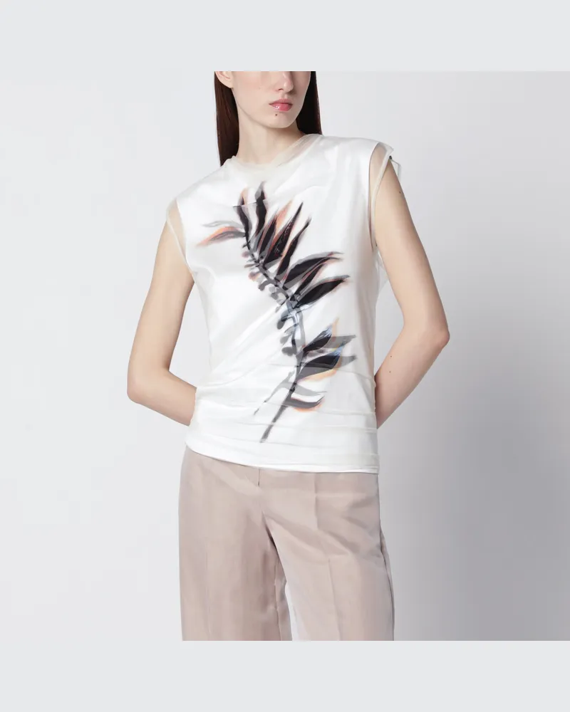 SPORTMAX Weißes doppellagiges Top aus Satin und Tüll White