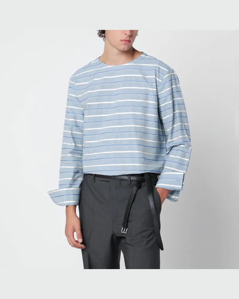 Prada Himmelblau gestreiftes Hemd aus Baumwolle Light
