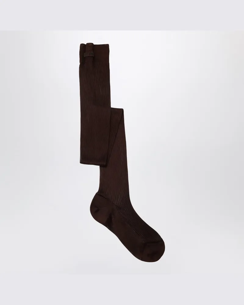 Miu Miu Kakaofarbene Socken aus Seidenmischung Braun