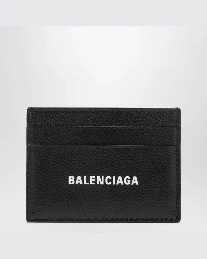 Balenciaga Cash Kartenetui aus schwarzem genarbtem Leder 