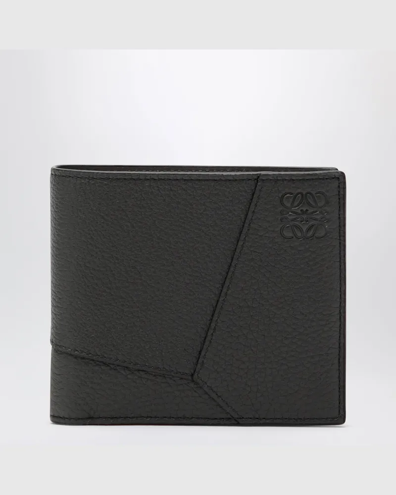 Loewe Dunkelgraue Puzzle Bi-Fold-Geldbörse aus genarbtem Leder Grey