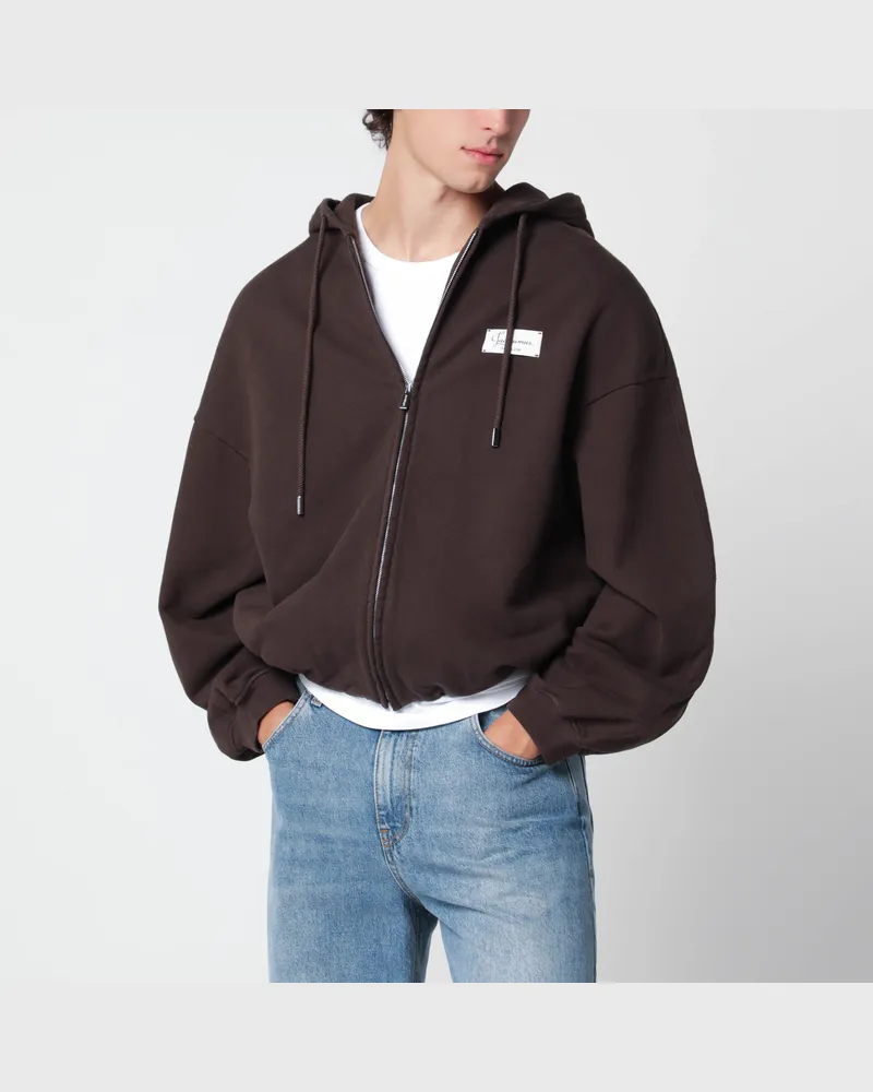 Jacquemus Corso Hoodie aus dunkelbrauner Baumwolle Brown