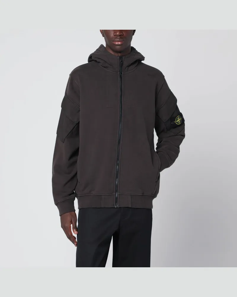 Stone Island Dunkelgraues Kapuzen-Sweatshirt Grau