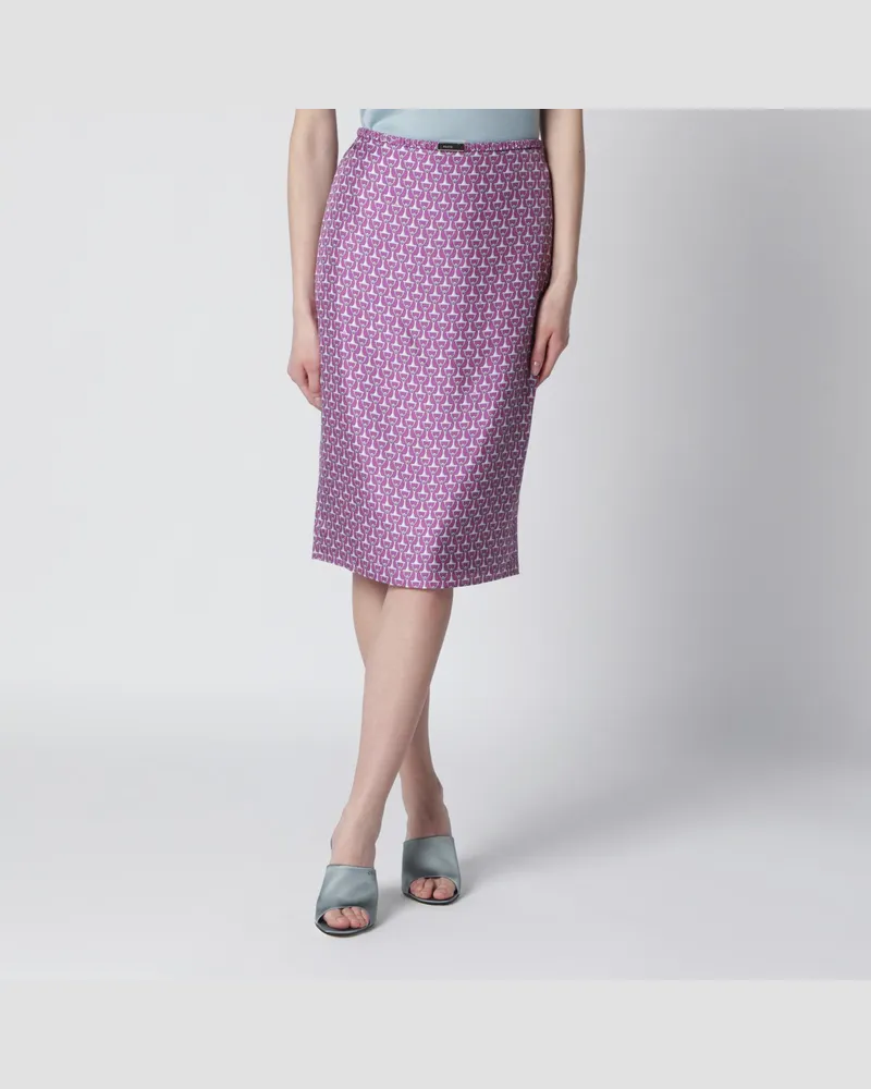 Gucci Rosa Bleistiftrock mit Horsebit-Print 