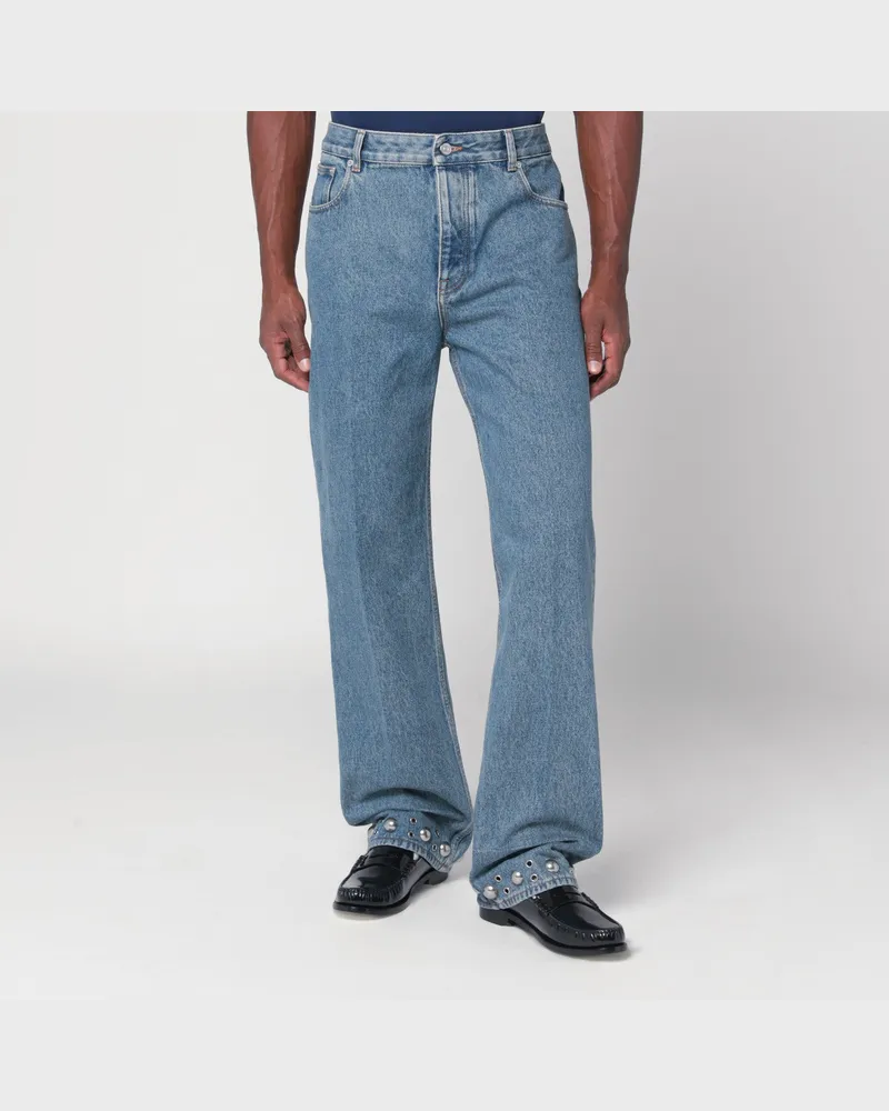Valentino Garavani Mittelblaue Jeans mit Cabochons Blue
