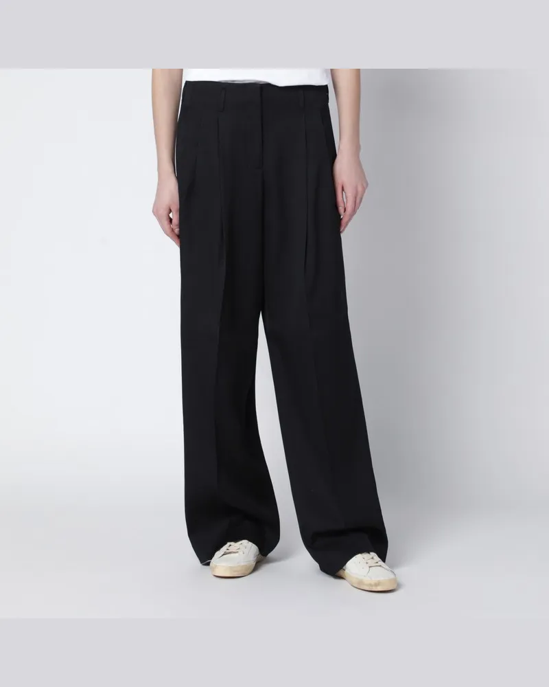 Golden Goose Weite schwarze Wollhose Schwarz