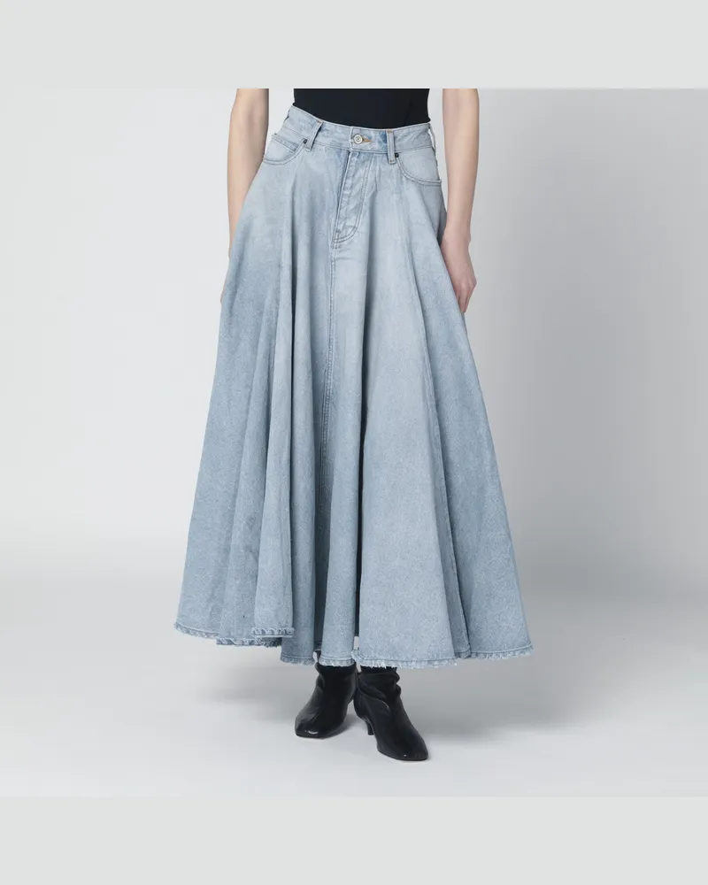Balenciaga Hellblauer Maxi-Godet-Rock aus Denim Light