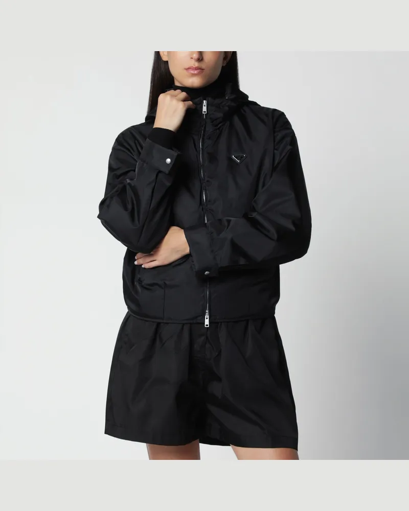Prada Schwarze Jacke mit Reißverschluss aus Re-Nylon Black