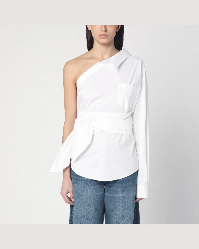 Moschino Weiße One-Shoulder-Bluse mit Schärpe White