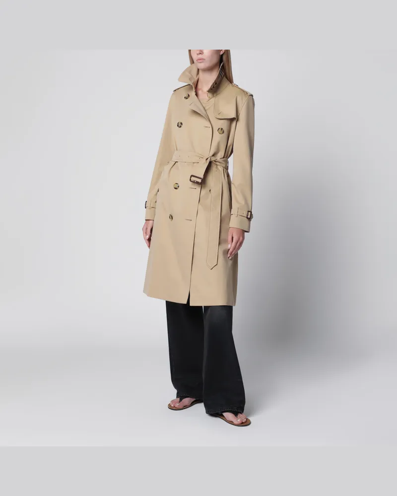 Burberry Trenchcoat Kensington Heritage aus Baumwolle in Honig Beige
