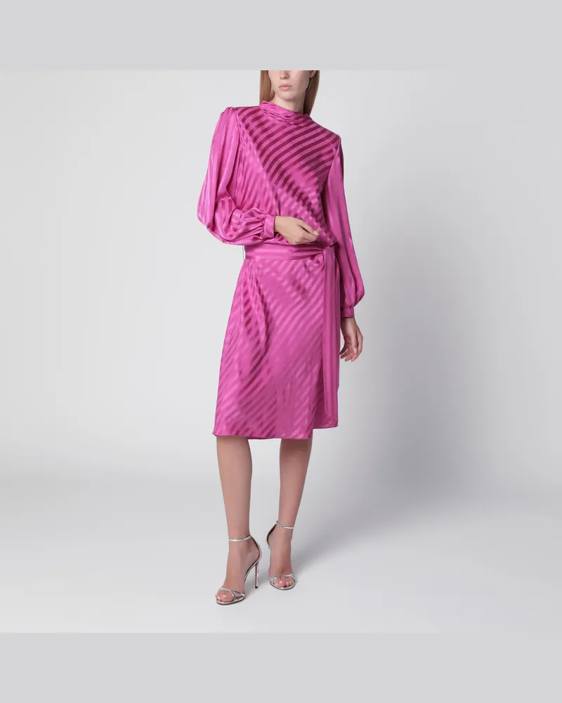 Valentino Garavani Midikleid aus fuchsiafarbenem Seidenjacquard Purple