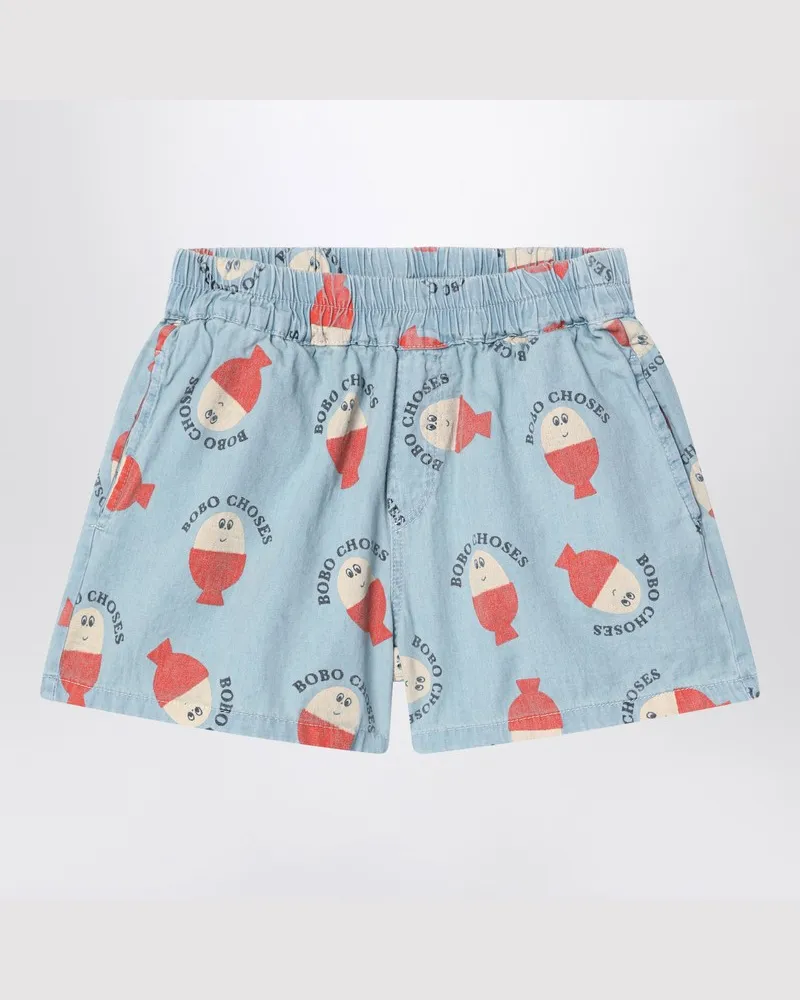 BOBO CHOSES Morning Egg Blaue Shorts Hellblau