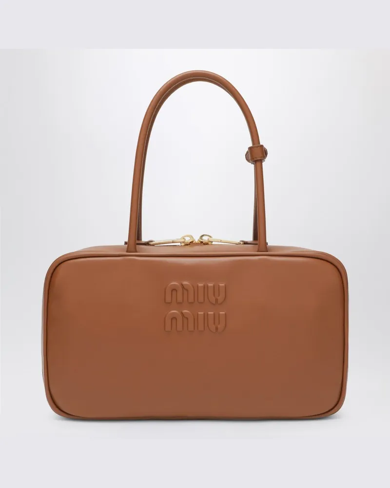 Miu Miu Beau Medium Tasche aus Leder in Cognac-Farbe Braun