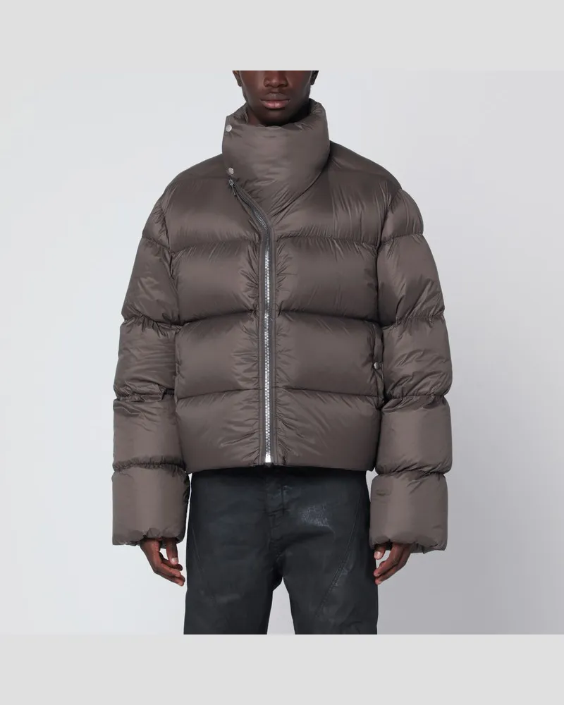 Rick Owens Puderfarbene Turle Daunenjacke mit Reißverschluss Grau
