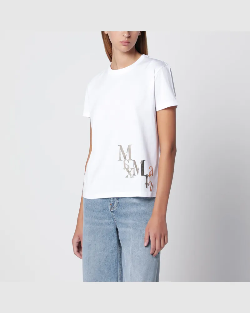 Max Mara Weißes Baumwoll-T-Shirt mit Logoprint White
