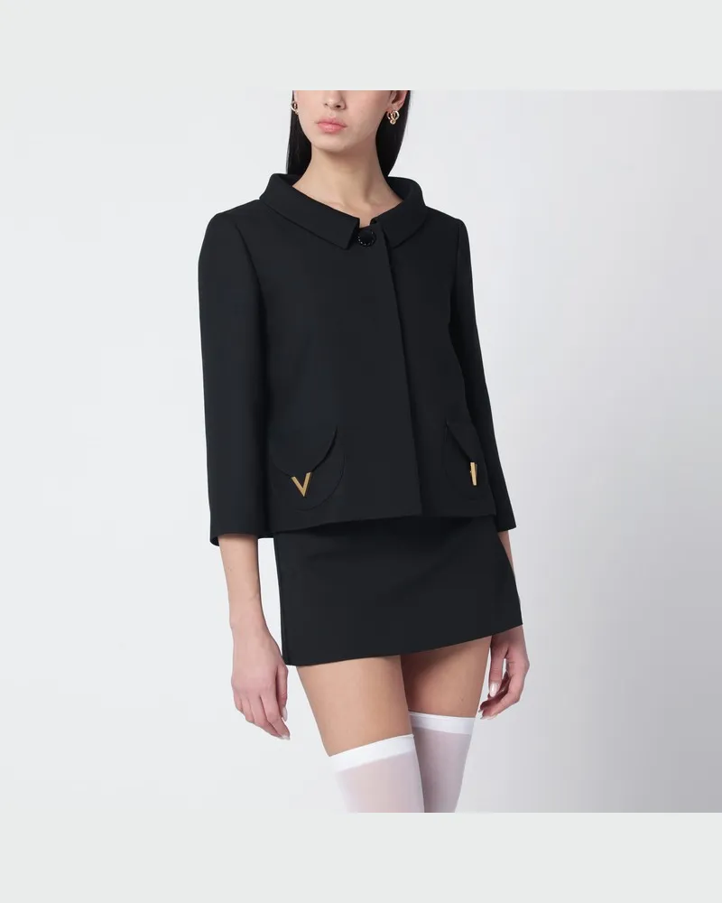 Valentino Garavani Schwarze Jacke aus Wolle und Seide Schwarz