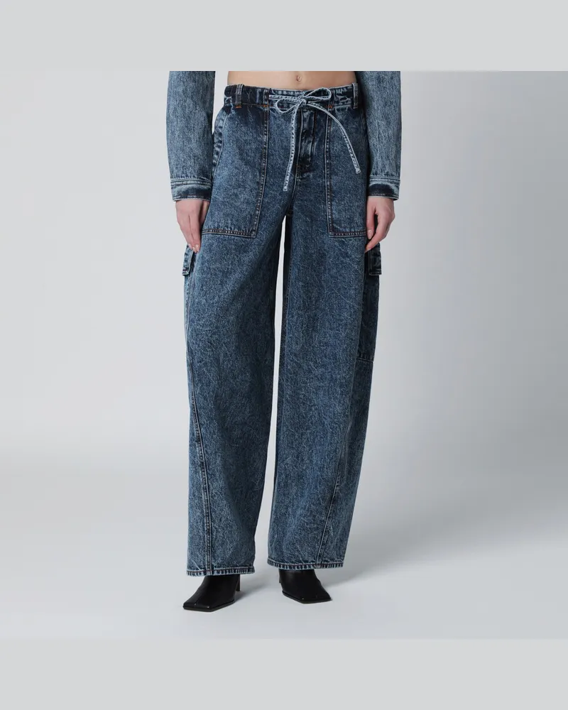 Alaïa Blau ausgewaschene Denim-Cargohose Blue
