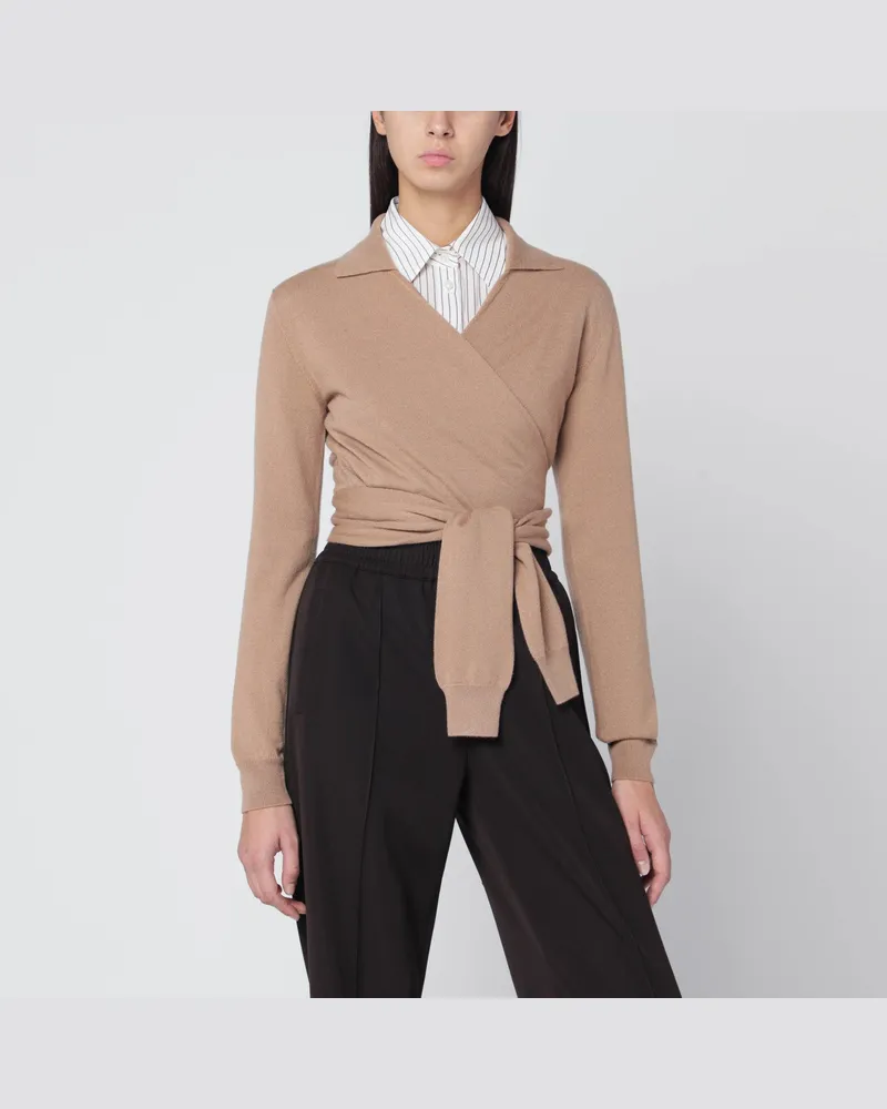 Dolce & Gabbana Beiger Wickel-Cardigan aus Kaschmir Beige