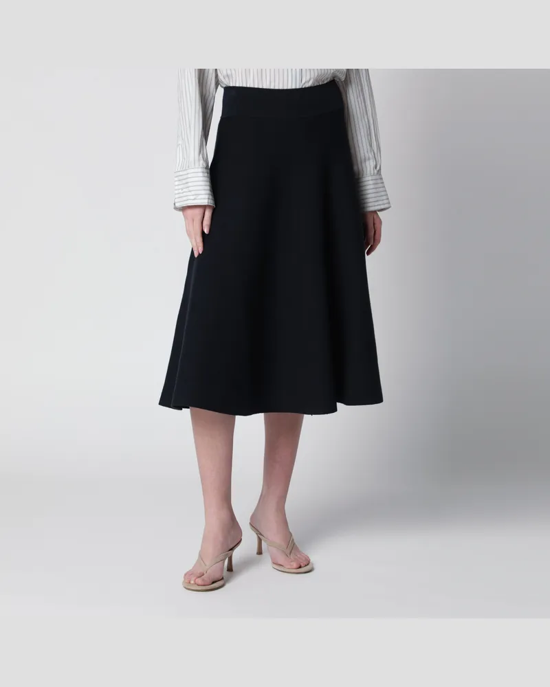 FRANKIE Shop Midi-Strickrock aus Viskosemix in Blau Blue