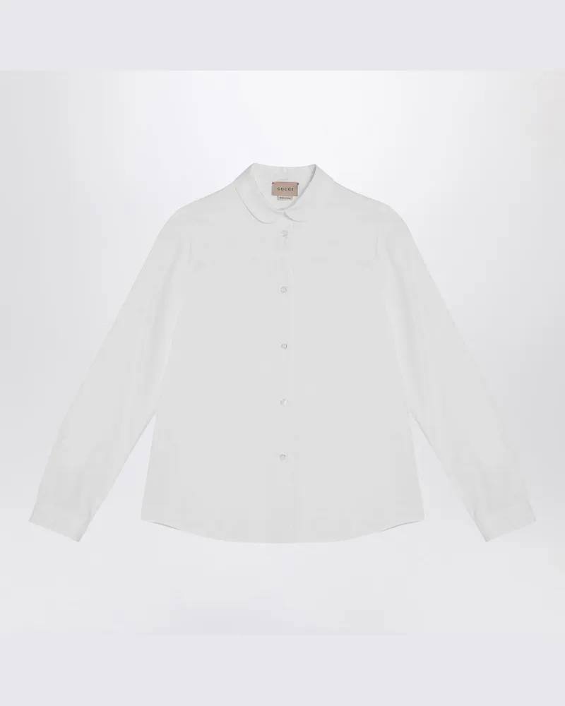 Gucci Weiße Bluse aus Oxford-Baumwolle mit GG-Muster Weiß
