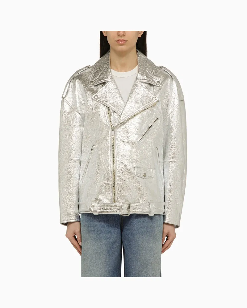 HALFBOY Silberne Lederjacke Metallisch