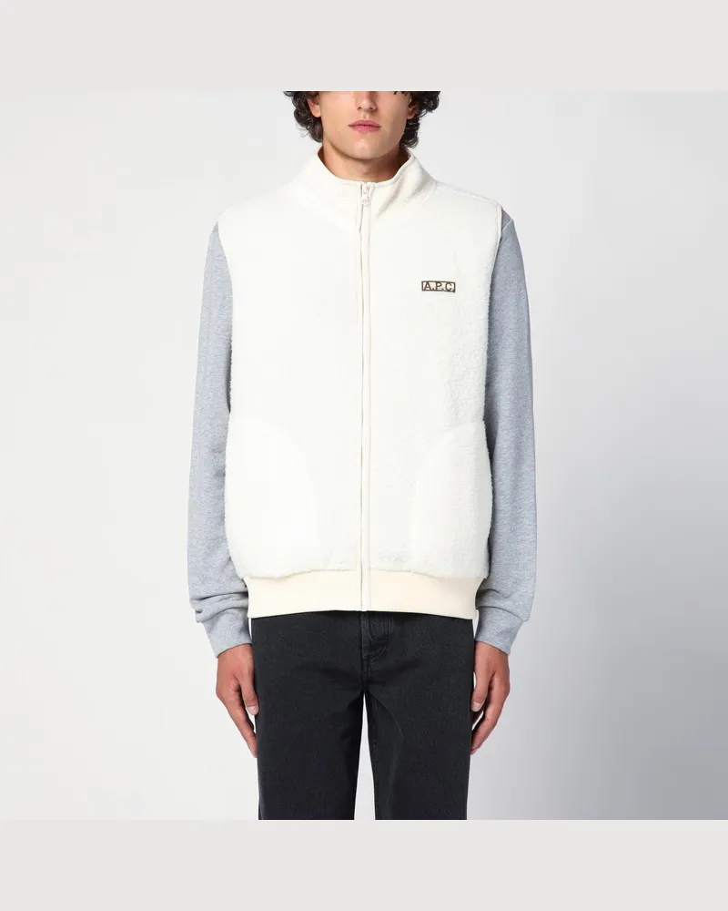 A.P.C. Weiße Fleece-Weste mit Reißverschluss Weiß