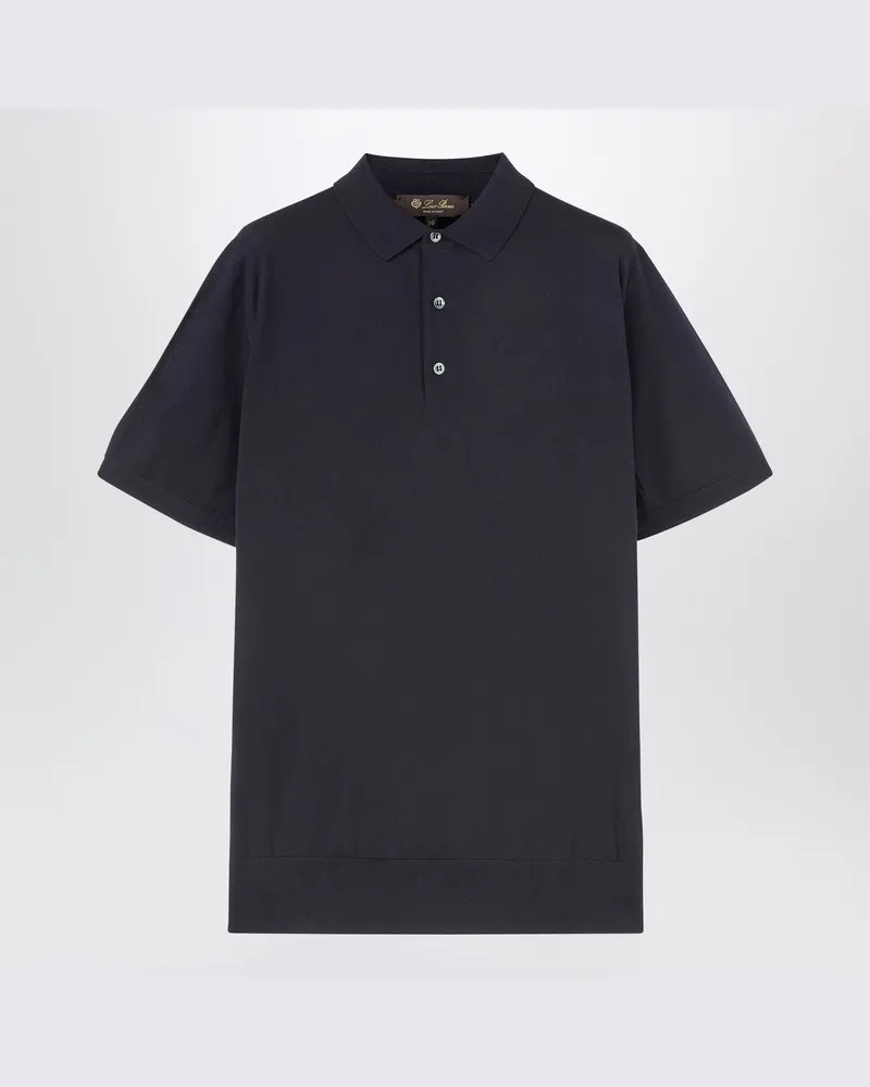 Loro Piana Poloshirt aus Wish Wollgarn blau Blau